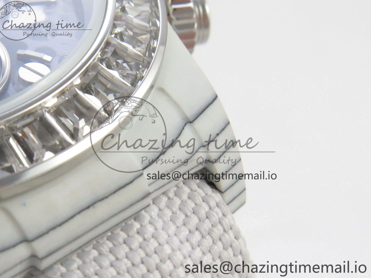 MiroTime 0110 Daytona Cosmograph White Carbon MPF Best Blaken Skeleton Dial on White Nylon Strap A FreshLook 314